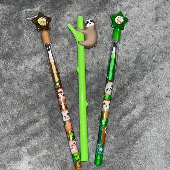 Easter Basket stuffers - 2 sloth pop pencils and a sloth pen - Picture 1 of 5